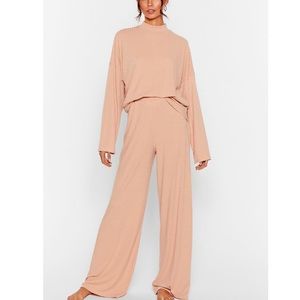 Nude rib knit lounge set